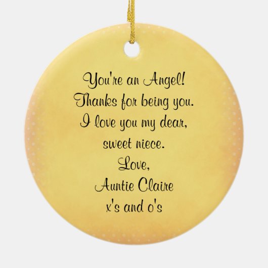 エンジェルパーソナライズされたハートフォトオーナメント セラミックオーナメント (裏面)