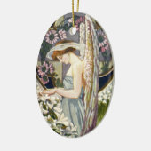 エンジェルビクトリアンとヴィンテージイースターリリーの花 セラミックオーナメント (左)