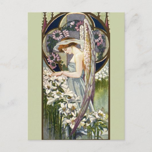 エンジェルビクトリアンとヴィンテージイースターリリーの花 ポストカード (正面)