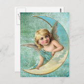 エンジェルビクトリアンアンドムーンヴィンテージイラストレーション ポストカード (正面/裏面)