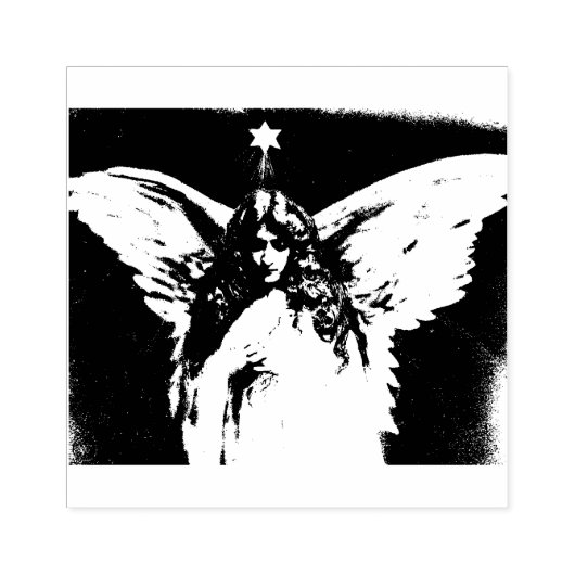 エンジェルビクトリアンアートスタンプ、美しい女性の翼 ラバースタンプ (インプリント)