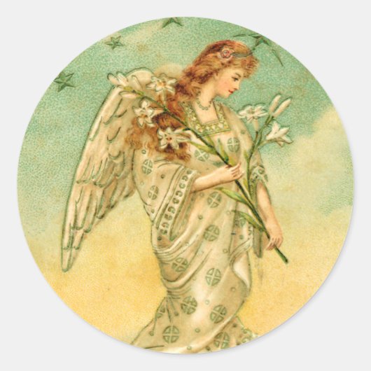 エンジェルビクトリアンクリスマスのステッカー ラウンドシール (正面)