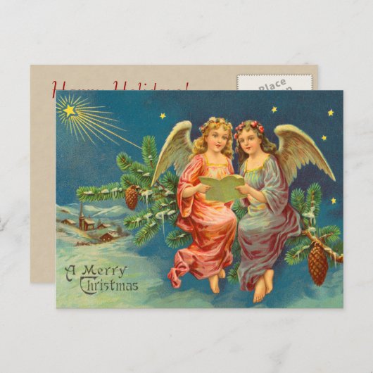 エンジェルビクトリアンクリスマス葉書 シーズンポストカード (正面/裏面)
