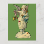 エンジェルビクトリアンチャイルドホリデーカードとシール シーズンポストカード (正面)