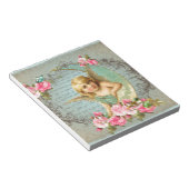 エンジェルビクトリアンヴィンテージブルーバラピンクアンティーク ノートパッド (アングル)