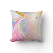 エンジェルピンクブルーウォーターカラーハートモノグラム