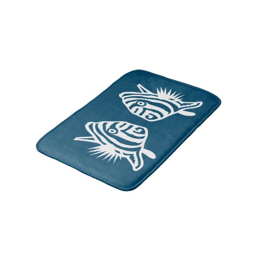 エンジェルフィッシュシーブルー&ホワイトコースタルデコ バスマット (アングル)