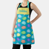 エンジェルフィッシュデザインインティール（緑がかった色）イエローサンゴ エプロン (インサイチュ)