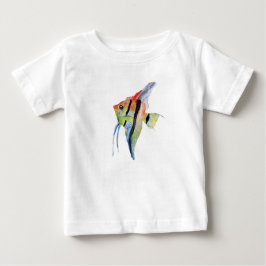 エンジェルフィッシュ蝶トドラーラッフルティー、白 ベビーTシャツ