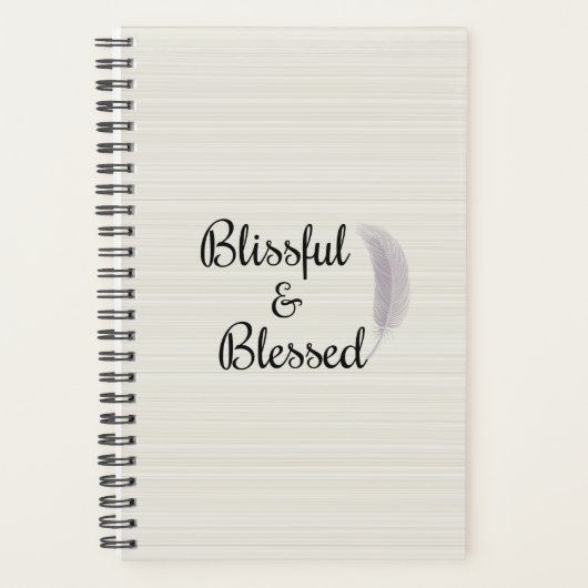 エンジェルフェザーストライプアイボリーホワイトグレーゼン プランナー手帳 (正面)