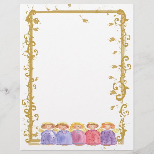 エンジェルフレンズクリスマスホリデー紙ウォーターカラー (正面)