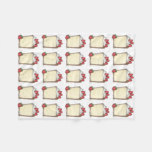 エンジェルフードアンジェルフードケーキイチゴをスライス フリースブランケット (正面(横))