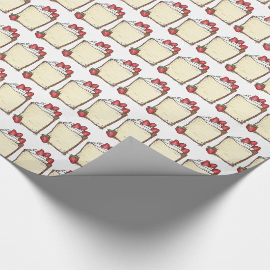 エンジェルフードケーキストロベリーバレンタインデーデザート ラッピングペーパー (角)