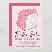 エンジェルフードケーキスライスベイクセールデザートソーシャル 招待状 (正面/裏面)