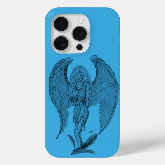 エンジェルブラック&ブルーデザイン Case-Mate iPhoneケース (裏面)