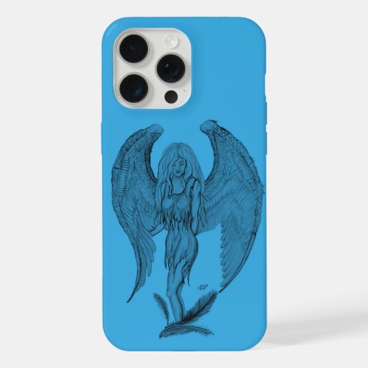 エンジェルブラック&ブルーデザイン iPhoneケース (裏面)