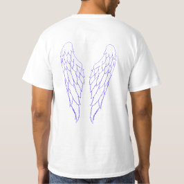 エンジェルブルーのアウトライン翼 Tシャツ