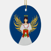 エンジェルブルーレッドリースウィングスハロースターギフト セラミックオーナメント (右)