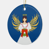エンジェルブルーレッドリースウィングスハロースターギフト セラミックオーナメント (左)