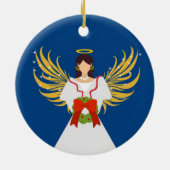 エンジェルブルーレッドリースウィングスハロースターギフト セラミックオーナメント (裏面)