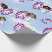 エンジェルベビー飛んでいるガールズ ラッピングペーパー (角)
