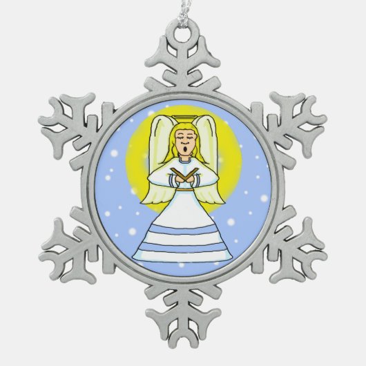 エンジェルペーターのクリスマスオーナメント スノーフレークピューターオーナメント (正面)