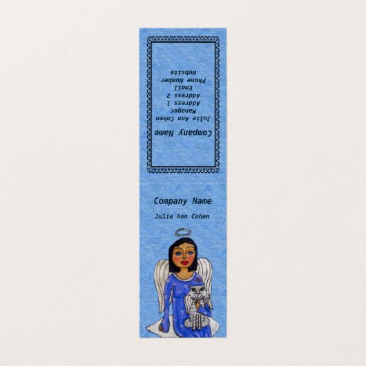 エンジェルホワイトウィングオンクラウドホワイトエンジェルキャットブルー 名刺 (外部フラット)