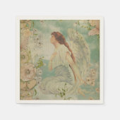 エンジェルホワイトフラワーブルースカイ スタンダードカクテルナプキン (正面)