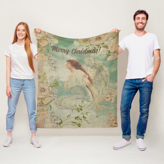 エンジェルホワイトフラワーブルースカイ フリースブランケット (インサイチュ)