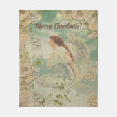 エンジェルホワイトフラワーブルースカイ フリースブランケット (正面)