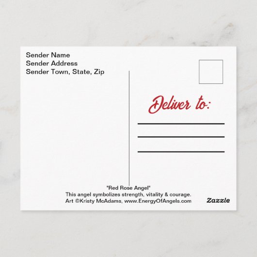 エンジェルホープレッドローズ感動的引用文アート ポストカード (裏面)