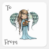 エンジェルホールディングファウン図解入りの、写真付きのアート スクエアシール (正面)