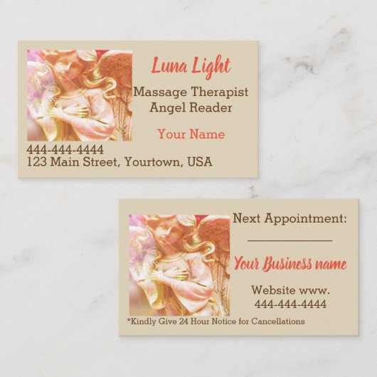 エンジェルマッサージサイコウェルネスホリスティックハート 名刺 (正面/裏面)