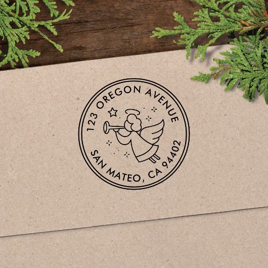 エンジェルモダンホリデーラウンド差出人住所 セルフインキングスタンプ