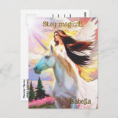 エンジェルユニコーンステイマジカルウォーターカラーアートモノグラム ポストカード (正面/裏面)
