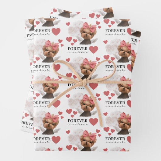 エンジェルヨークシャーテリアラッピング紙フラットシートセット3 ラッピングペーパーシート (インサイチュ)