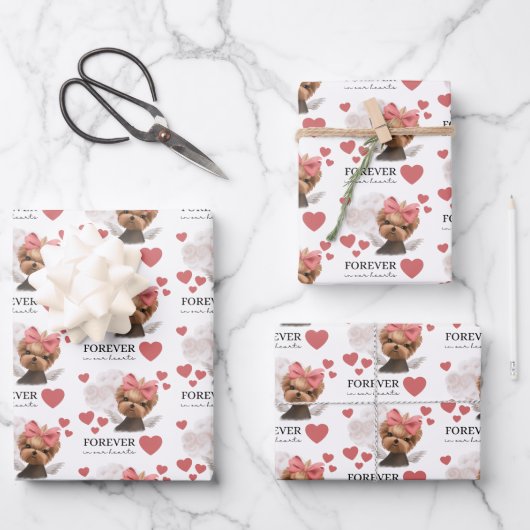 エンジェルヨークシャーテリアラッピング紙フラットシートセット3 ラッピングペーパーシート (正面)