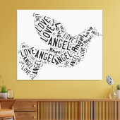 エンジェルラブドーブ、ブラックオンホワイトキャンバス キャンバスプリント (インサイチュ (リビング))