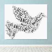 エンジェルラブドーブ、ブラックオンホワイトキャンバス キャンバスプリント (インサイチュ (ウッドフロア))