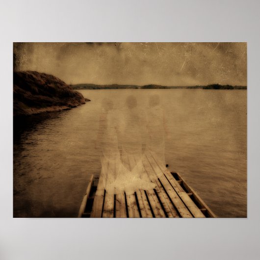 エンジェルヴィンテージアンティークブラウンセピアテクスチャ ポスター (正面)