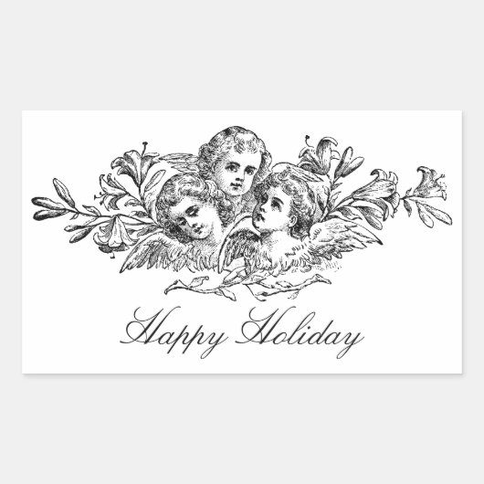 エンジェルヴィンテージアートカスタムギフトステッカー 長方形シール (正面)