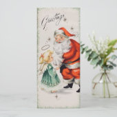 エンジェル付きヴィンテージクリスマスサンタ シーズンカード (スタンド正面)