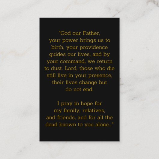 エンジェル付き記念写真葬式祈りの言葉カード 名刺 (裏面)