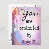 エンジェル保護カラフルビューティフルウォーターカラーアート ポストカード (正面/裏面)