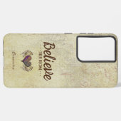 エンジェル信じウィング名を持つ古いヴィンテージハート SAMSUNG GALAXYケース (左側面)