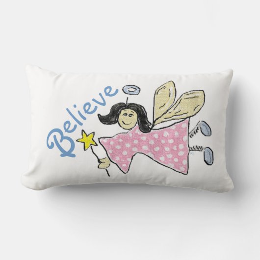 エンジェル信じス・ピンク・水玉模様 ランバークッション (正面)