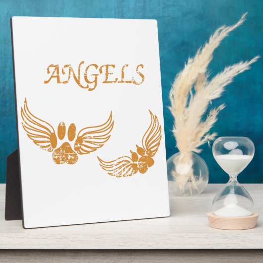 エンジェル動揺してペットの足 フォトプラーク (側面)