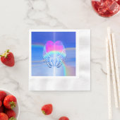 エンジェル包まれたウイングのまわりにアハート 縁ありカクテルナプキン (インサイチュ)