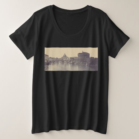 エンジェル城とバチカン・ドーム プラスサイズTシャツ (デザイン正面)