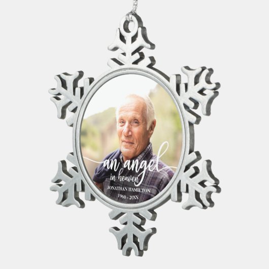 エンジェル天国パーソナライズされた記念碑 スノーフレークピューターオーナメント (右)